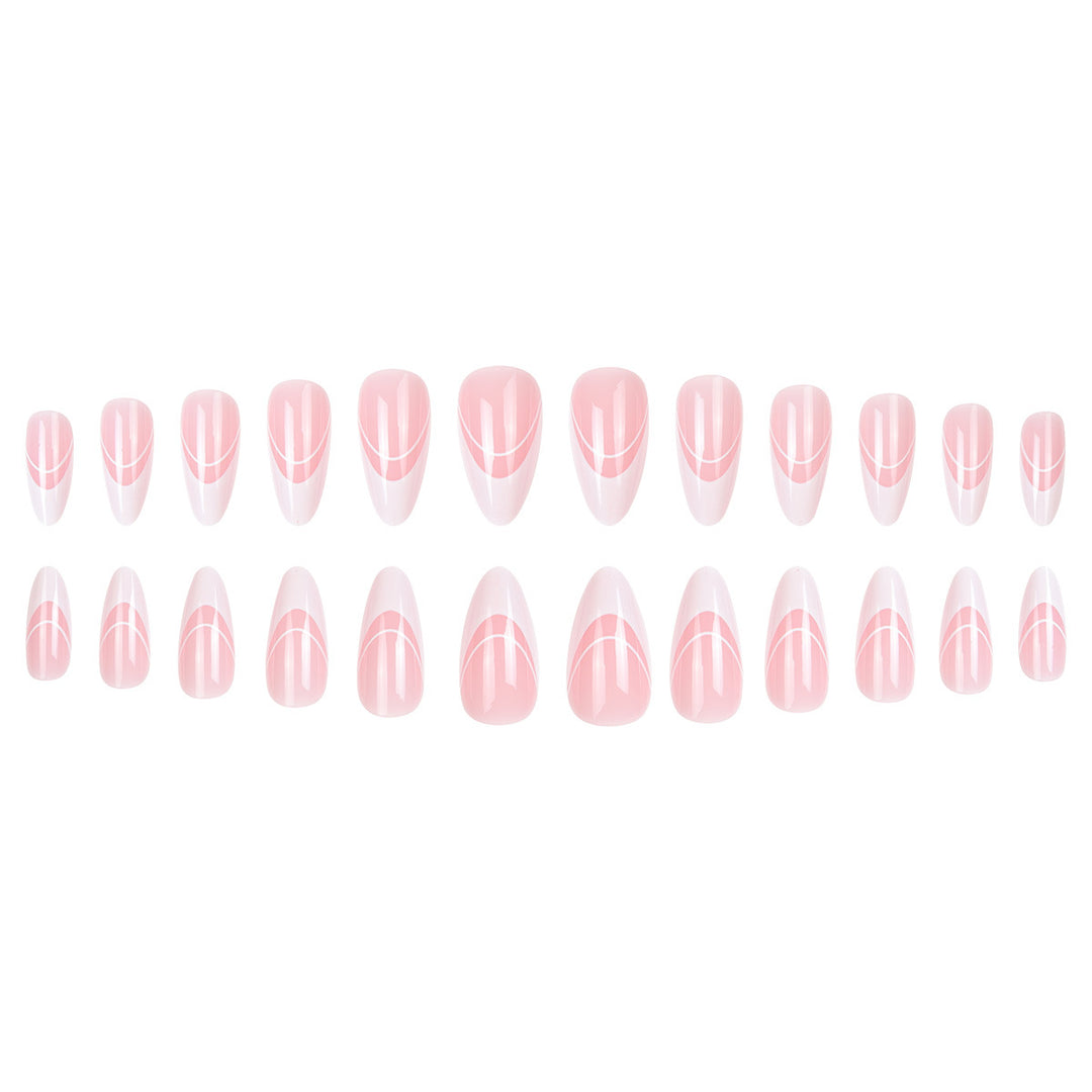 Elegant Stiletto Press-On Nails with Artistic Lines Kalsten