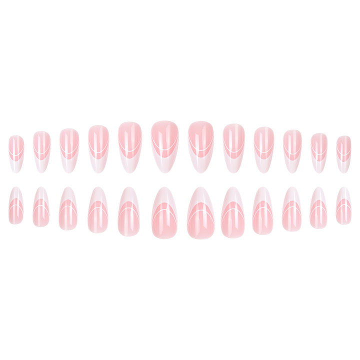Elegant Stiletto Press-On Nails with Artistic Lines Kalsten