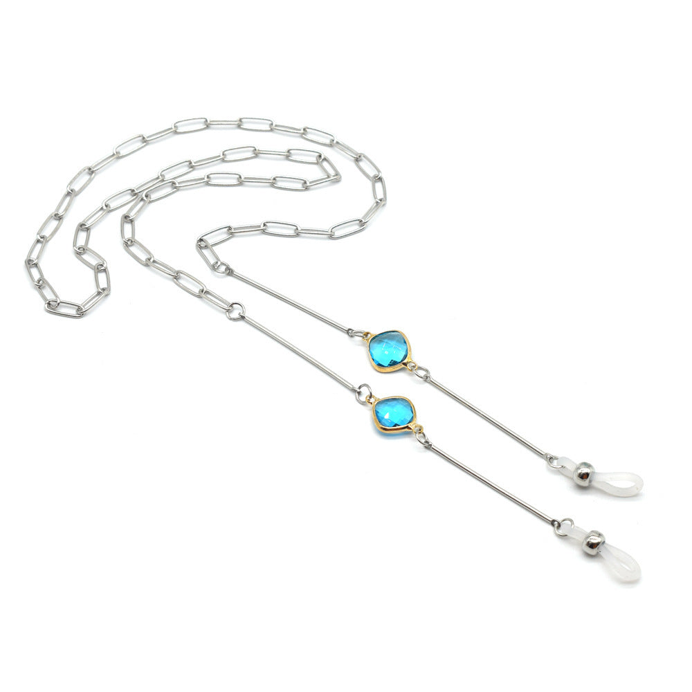 Fashionable glasses holder chain with colorful crystal pendants Kalsten