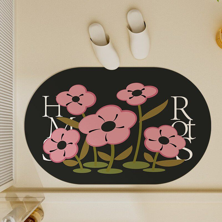 Floral Design Bath Rug for Bathroom Floors