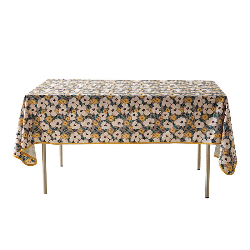 Washable coated cotton tablecloth with vintage fruit and flower pattern