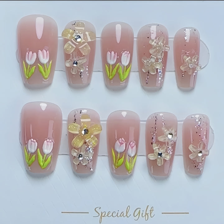 Floral Art Press-On Nail Set Kalsten