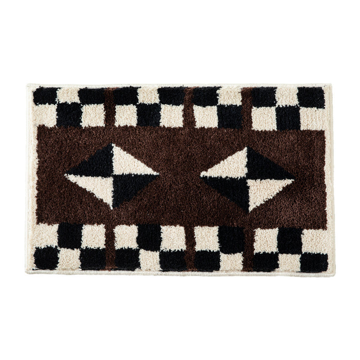 Tufted, soft bath mat with geometric ethnic pattern and non-slip underside Kalsten