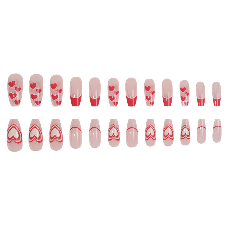 Artistic Heart-Embellished Press-On Nails Kalsten