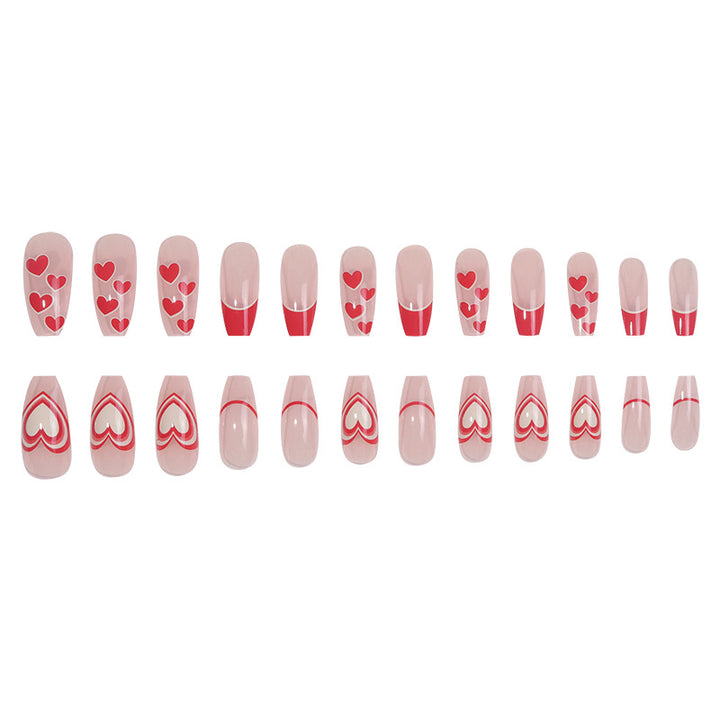 Artistic Heart-Embellished Press-On Nails Kalsten