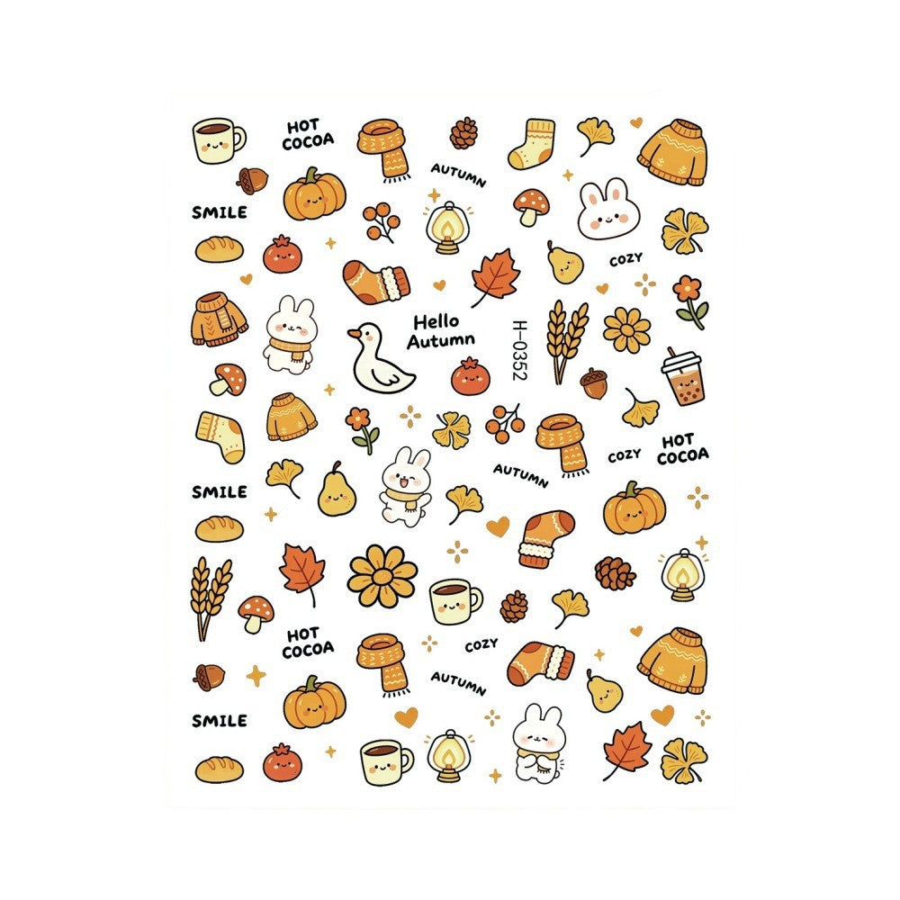 Autumn-Themed Nail Art Sticker Sheet