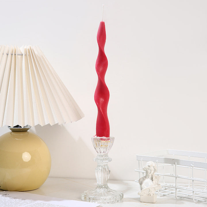 Wavy Sculptural Column Taper Candle