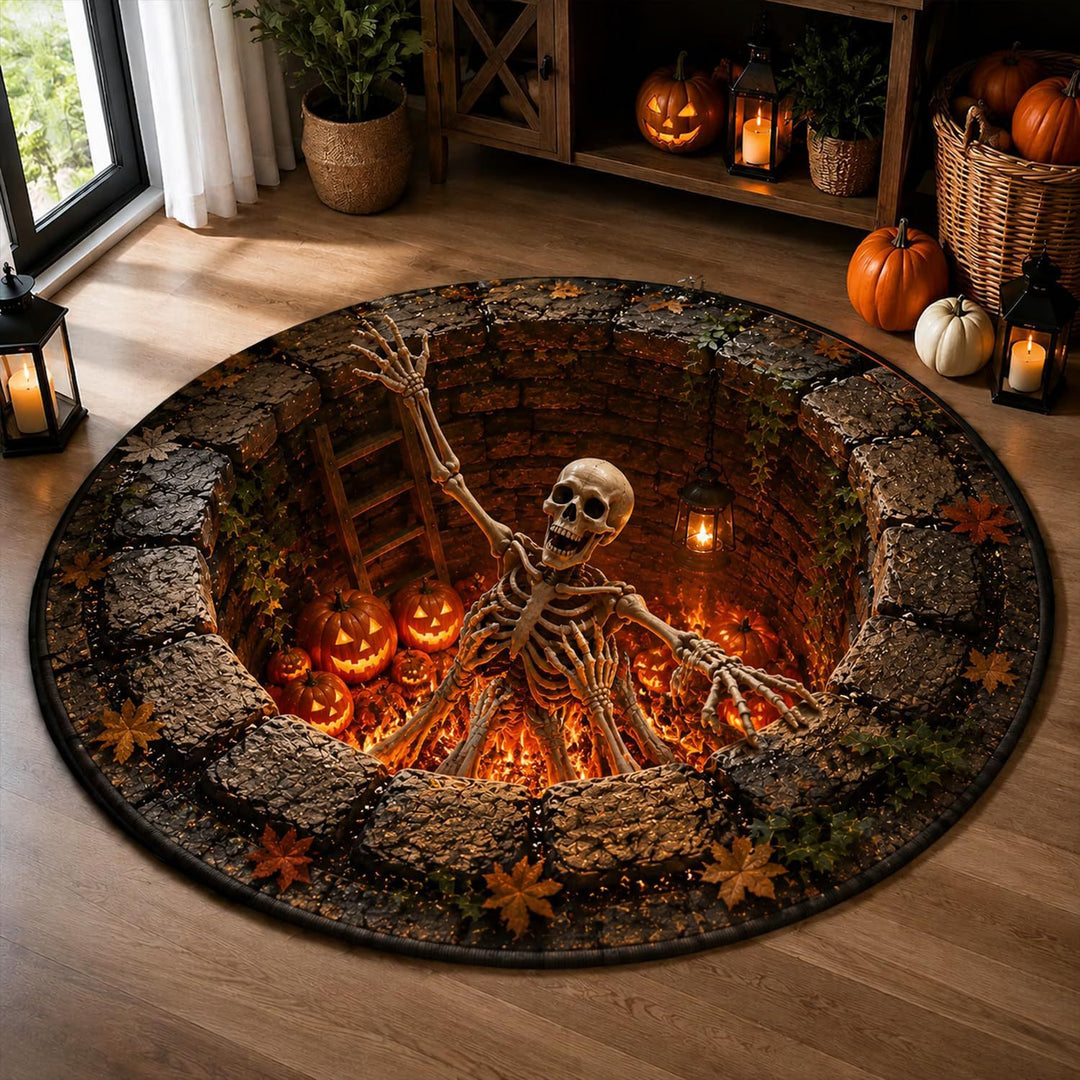 Whimsical Halloween-Themed Round Area Rug