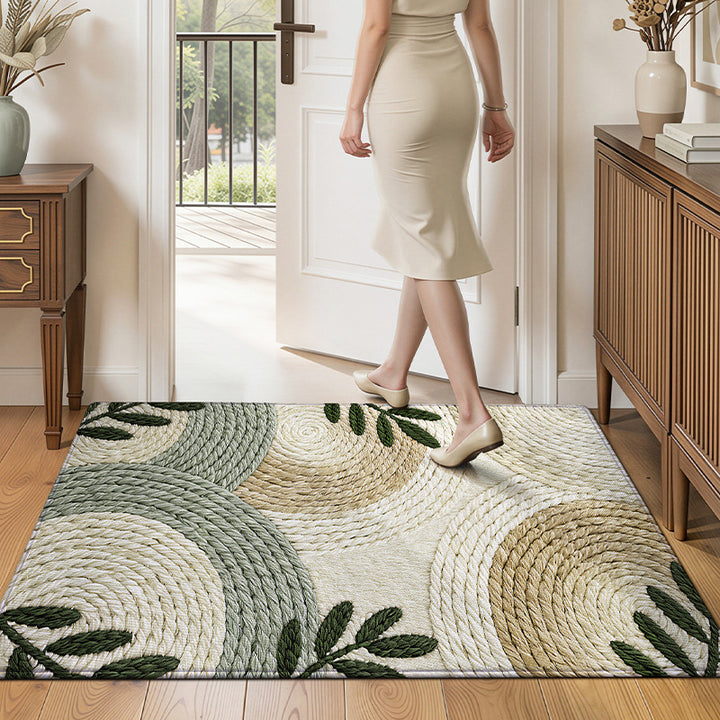 Textured Leaf Print Entrance Mat Kalsten