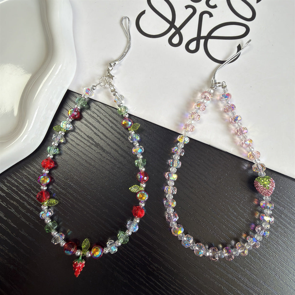 Charming Strawberry Crystal Beaded Necklace Kalsten