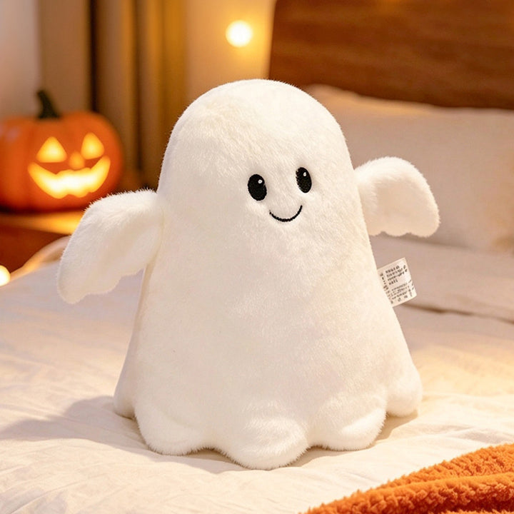 Cozy decorative pumpkin plush pillow with face and velvet feet
