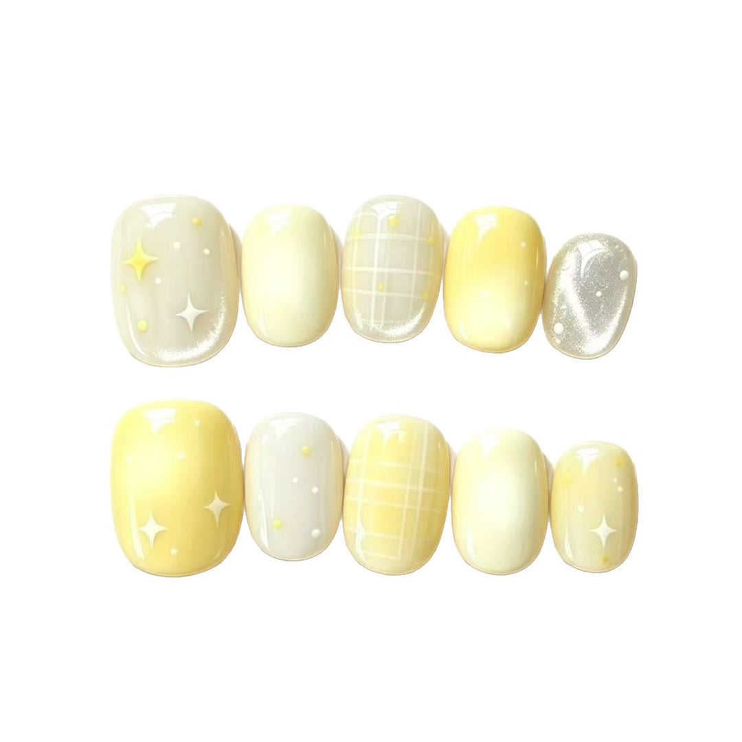 Elegant Press-On Nail Art Set with Star Design Kalsten