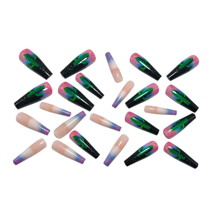 Artificial nails with 3D cactus design Kalsten