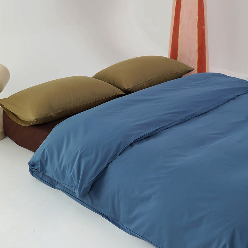 Premium cotton satin duvet cover set with fitted sheet and pillowcases