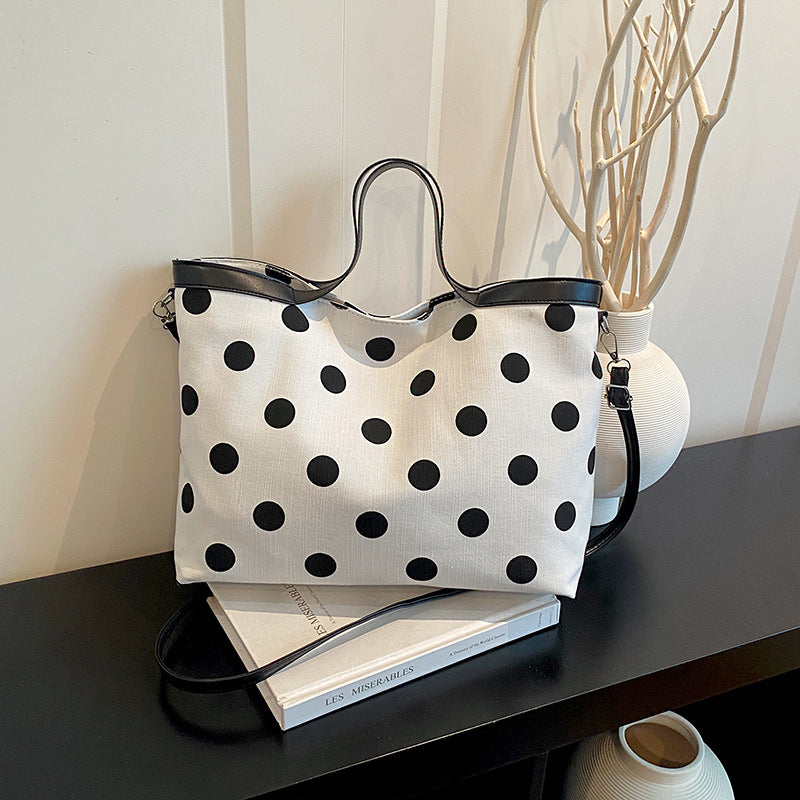 Polka Dot Canvas Tote Bag