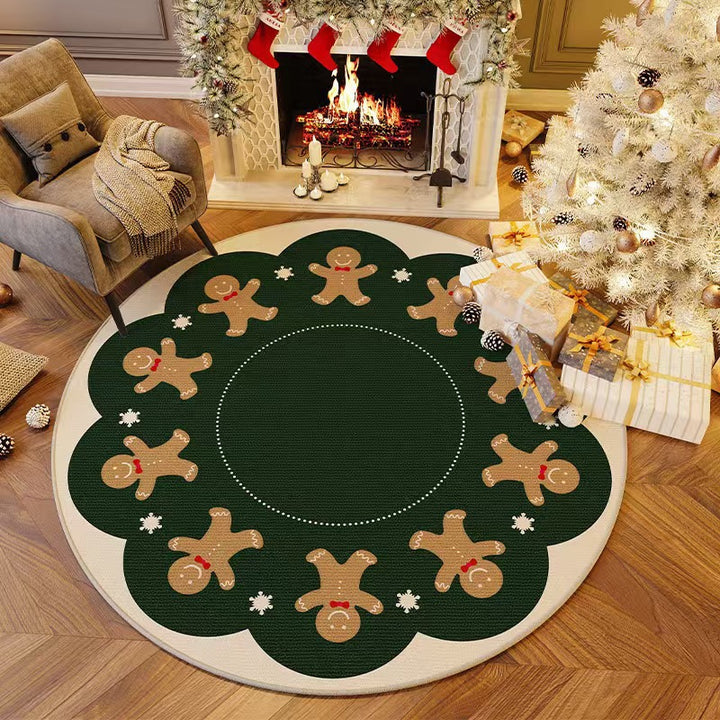 Christmas-Themed Round Area Rug for Home