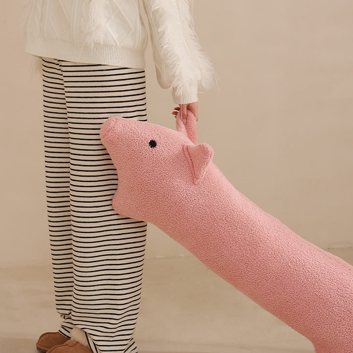 Handmade cuddly toy and decorative pillow in capybara shape made of bouclé plush