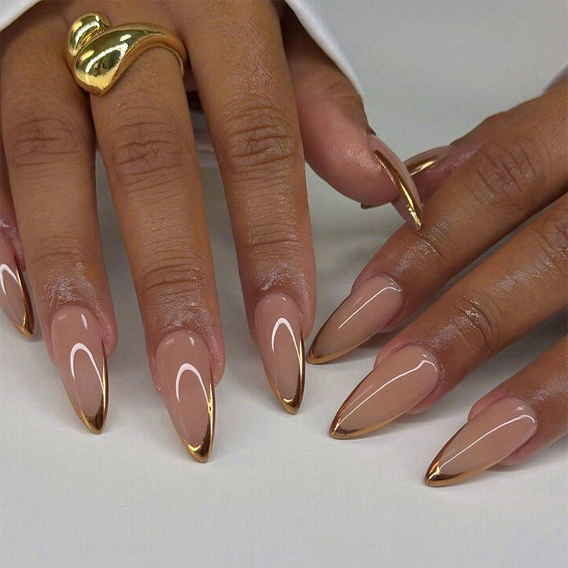 Artificial nails with elegant golden tip accent Kalsten