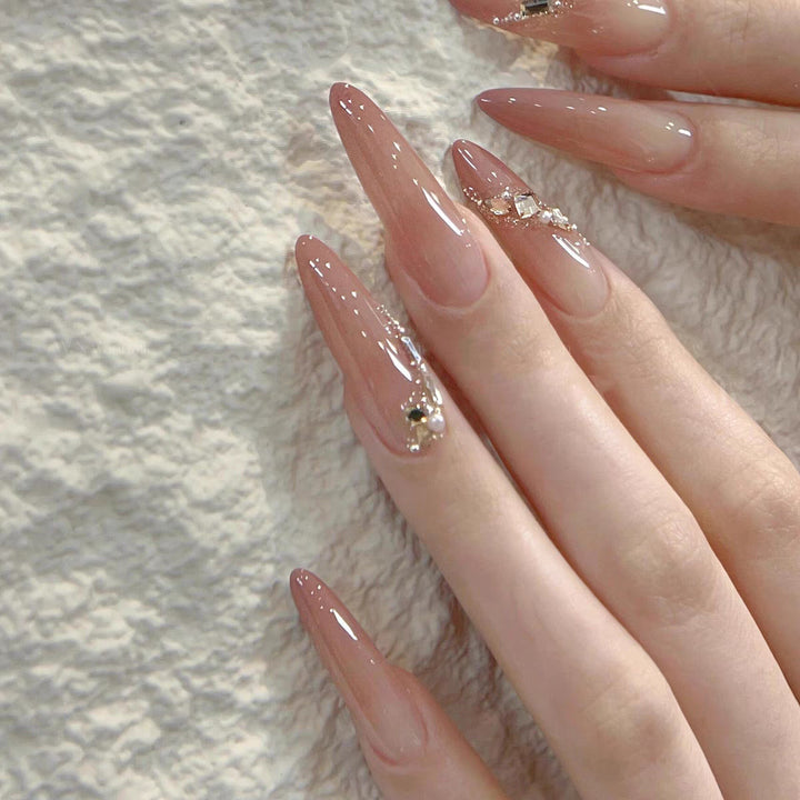 Ombre Stiletto Press-On Nail Art with Gem Accents Kalsten