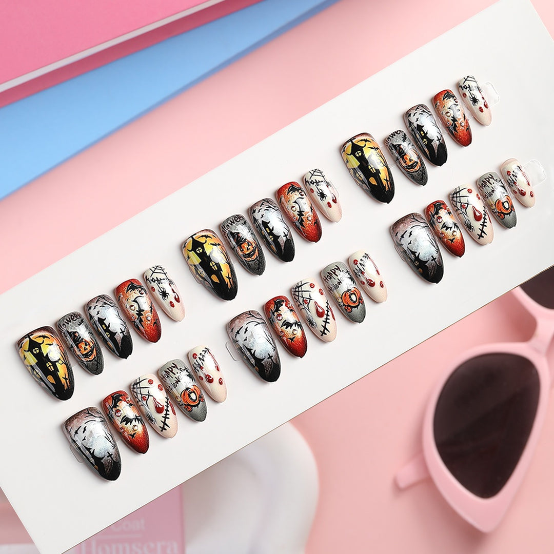 Creative Acrylic Nail Set with Halloween Motifs Kalsten