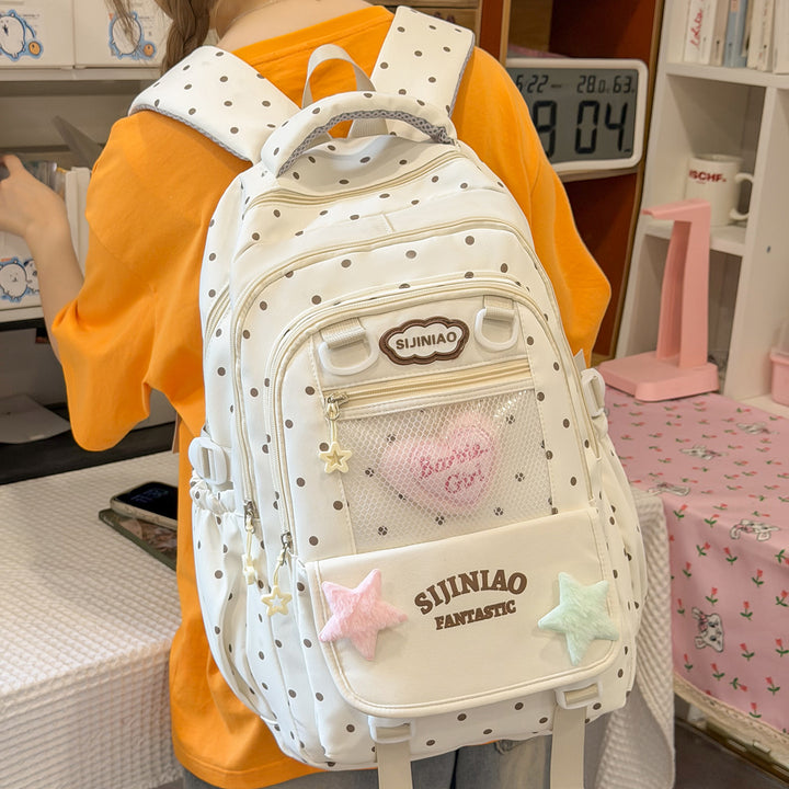 Stylish Polka Dot School Backpack Kalsten