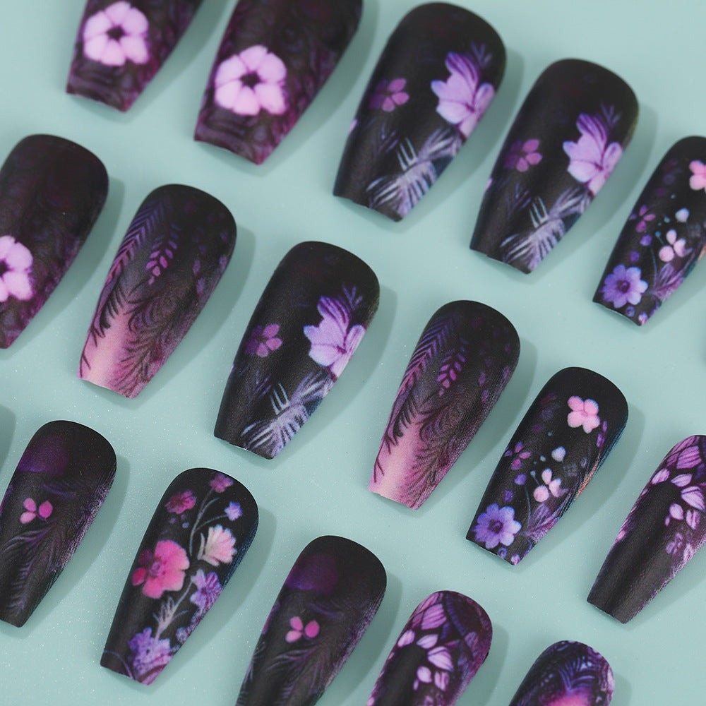 Artificial nails with floral and matte patterns Kalsten