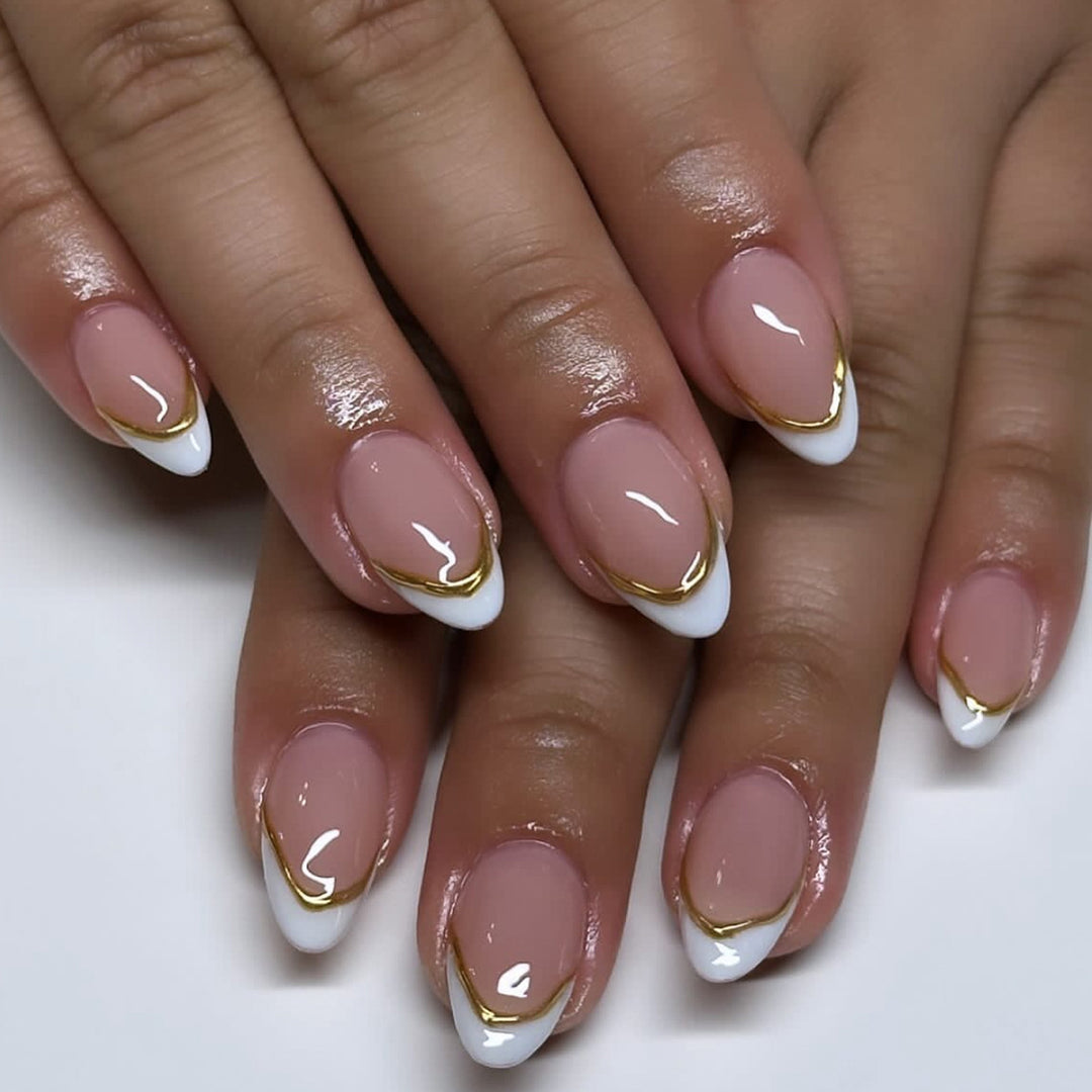 Elegant artificial nails with high-quality French design Kalsten