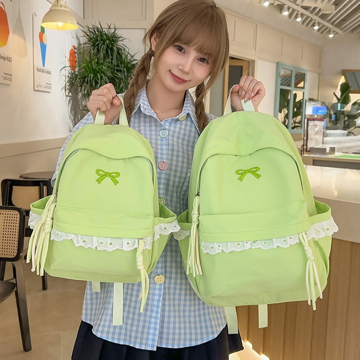 Stylish Embroidered Bow-Accent Backpack Kalsten