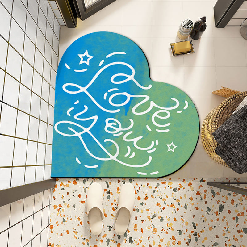 Heart-Shaped Inspirational Welcome Mat