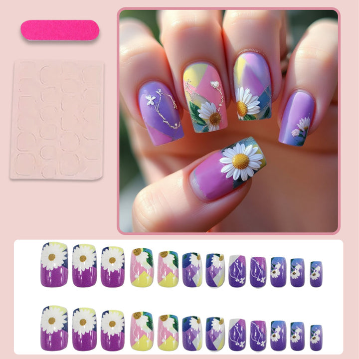 Artificial nail set with colorful floral designs Kalsten