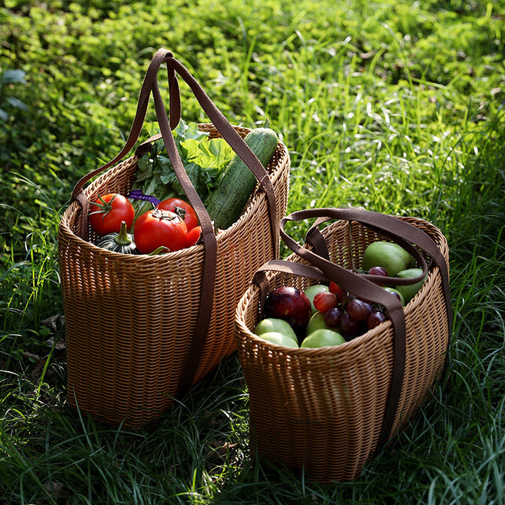 Unisex Robust braided shopping basket with comfortable fabric handles Kalsten
