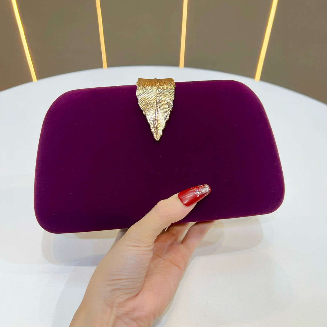 Elegant Leaf-Accented Evening Clutch