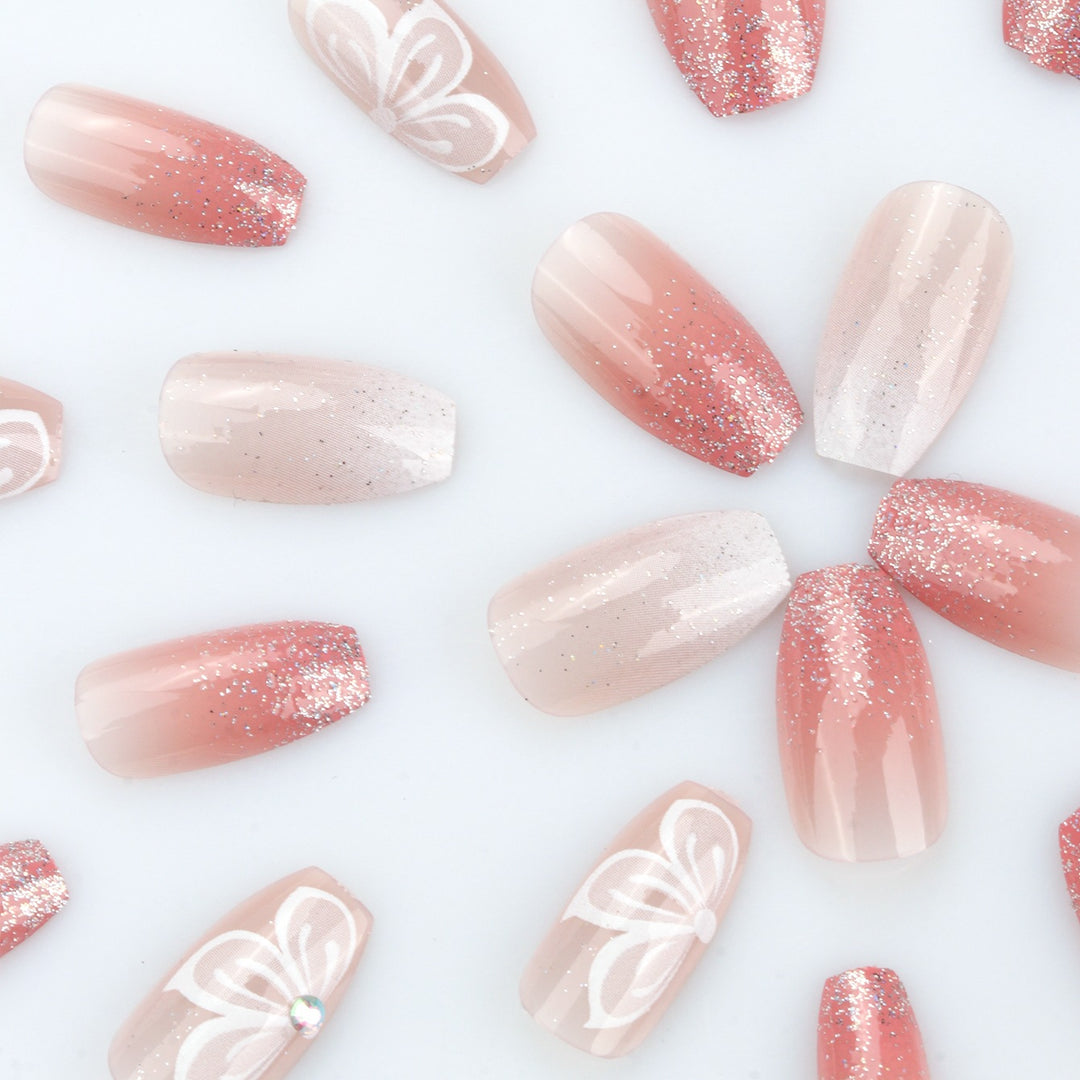 Elegant Ombre Press-On Nail Extensions with Decorative Accents Kalsten