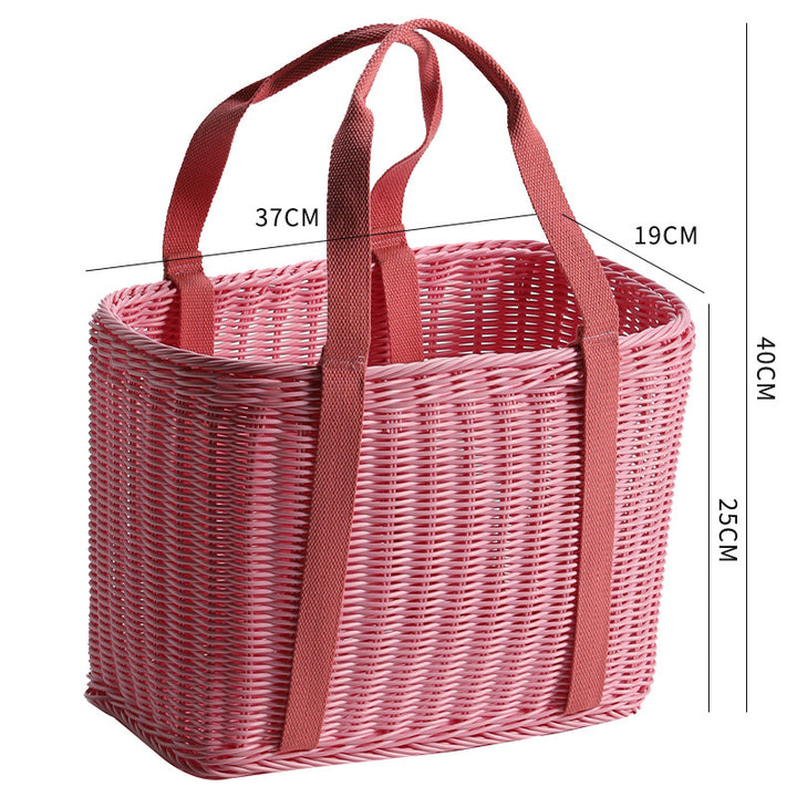 Unisex Robust braided shopping basket with comfortable fabric handles Kalsten