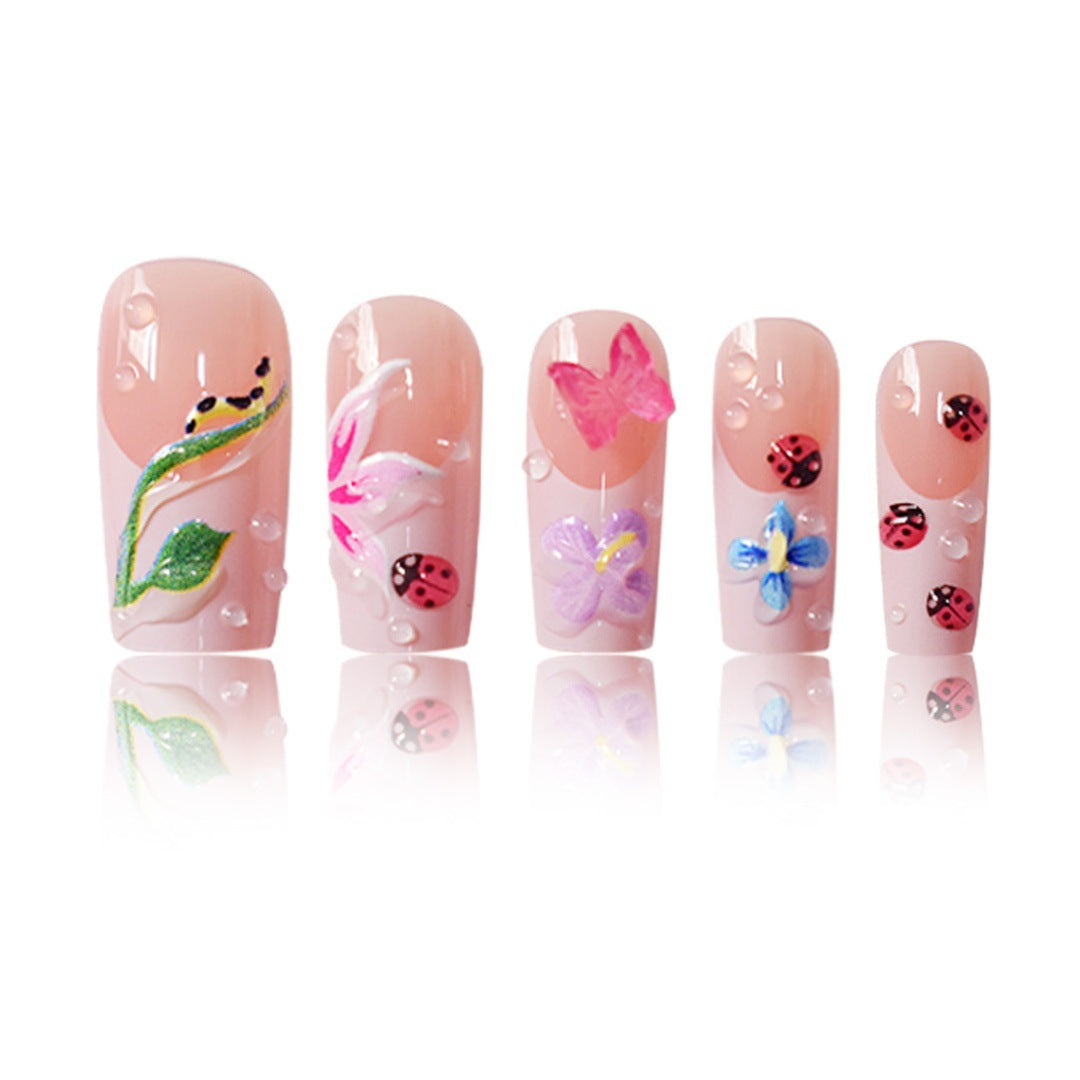 Floral Raised 3D Press-On Nail Set Kalsten