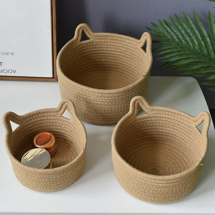 Cat-Eared Woven Storage Basket Kalsten