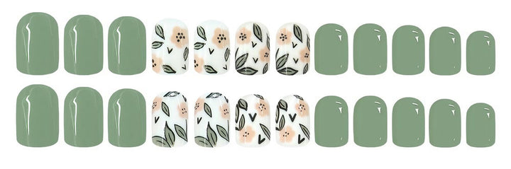 Artificial nail set with elegant floral patterns and modern design Kalsten