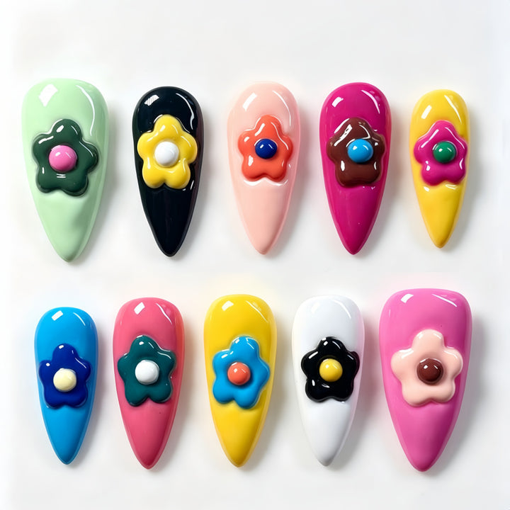 Artificial nails with floral 3D design Kalsten
