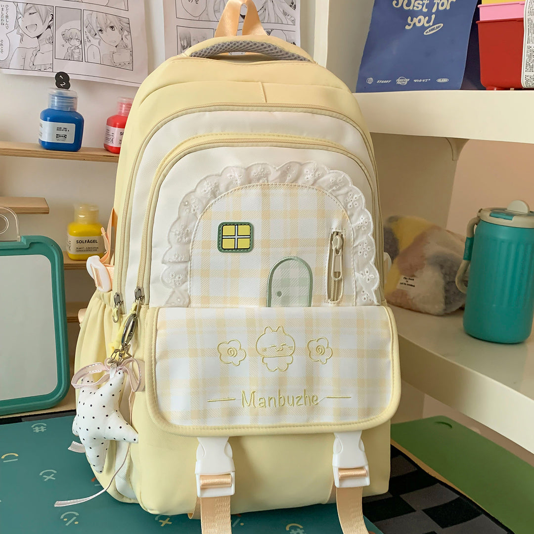 Cute Decorative Checkered School Backpack Kalsten