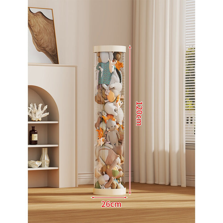 LED-lit Transparent Plush Toy Showcase Cylinder