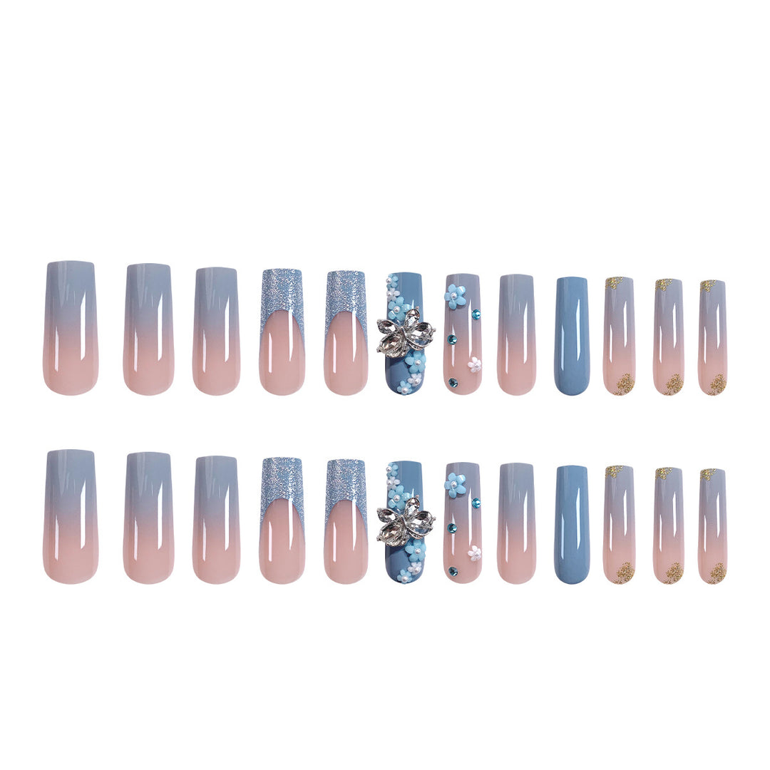 Artistic acrylic nails with flower and glitter design Kalsten