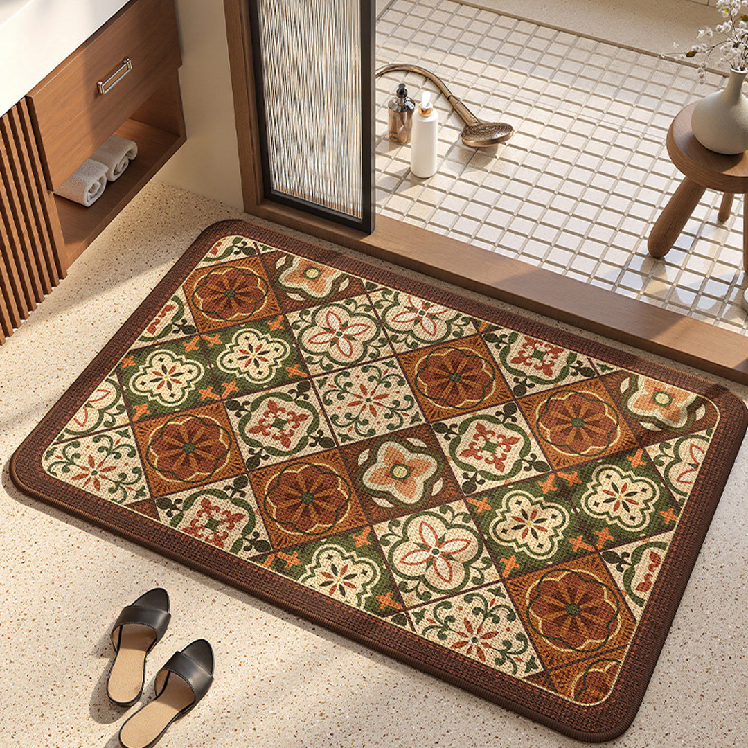 Vintage Floral Pattern Area Rug