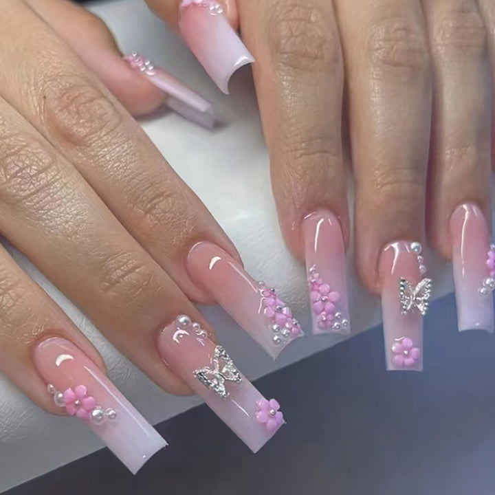 Decorative Floral Stiletto Nail Art Extensions Kalsten