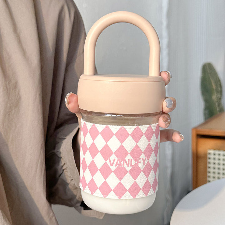 Women High-Quality Glass Drinking Bottle with Ergonomic Carrying Handle Kalsten