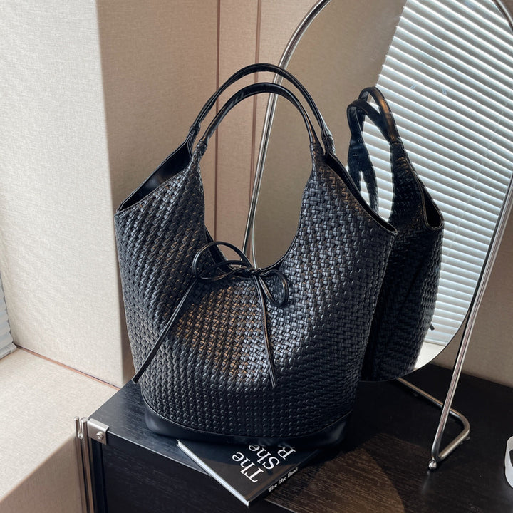 Stylish Woven Bucket Tote Bag