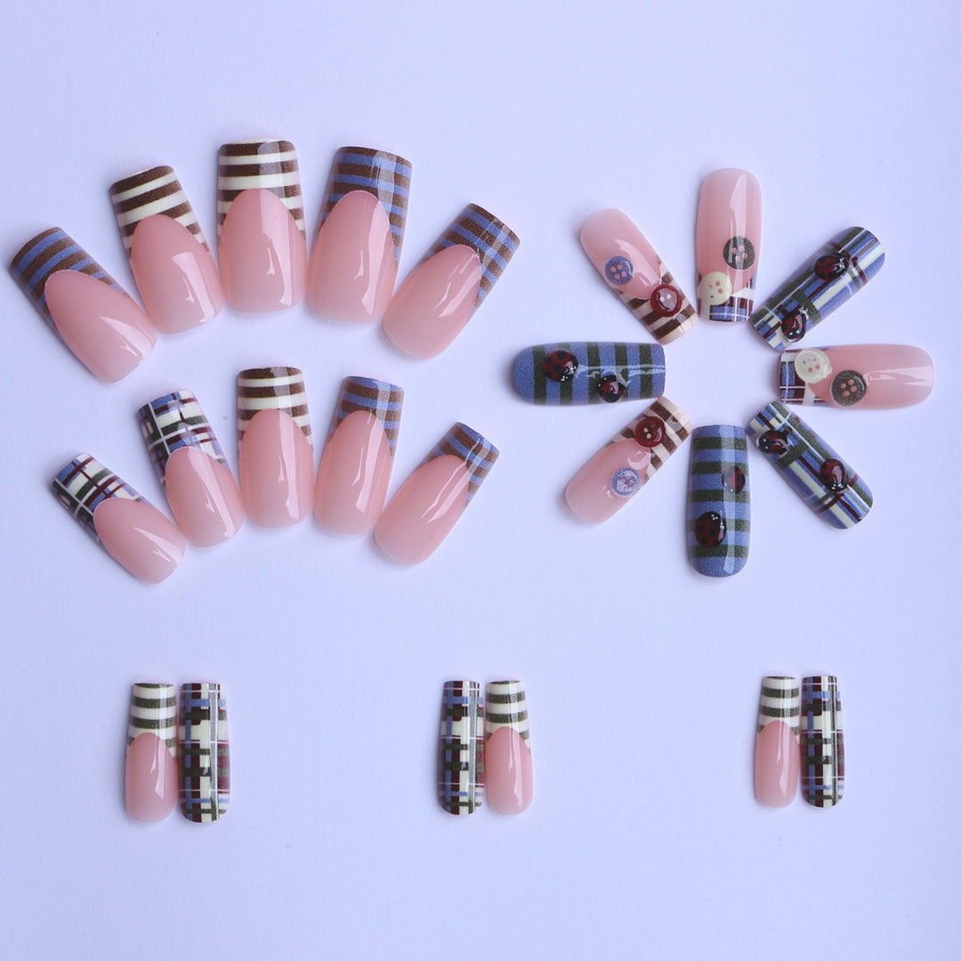 Artificial fingernails with trendy checked pattern Kalsten