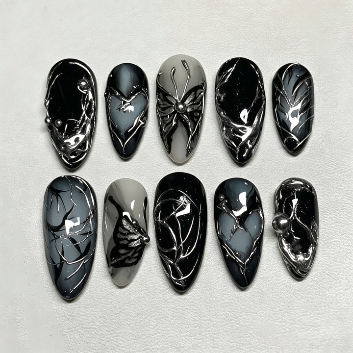 Artistic Gothic-Inspired Press-On Nail Set Kalsten