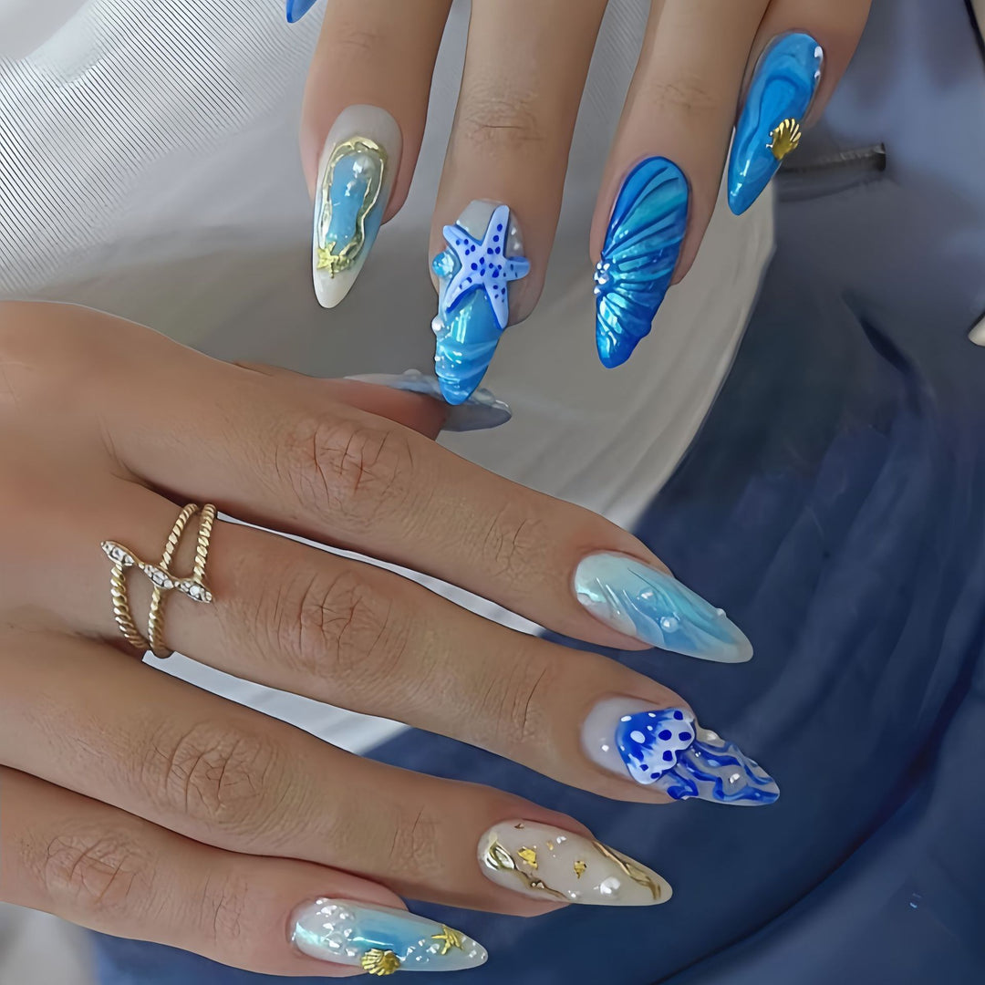 Exclusive artificial nails with maritime design Kalsten