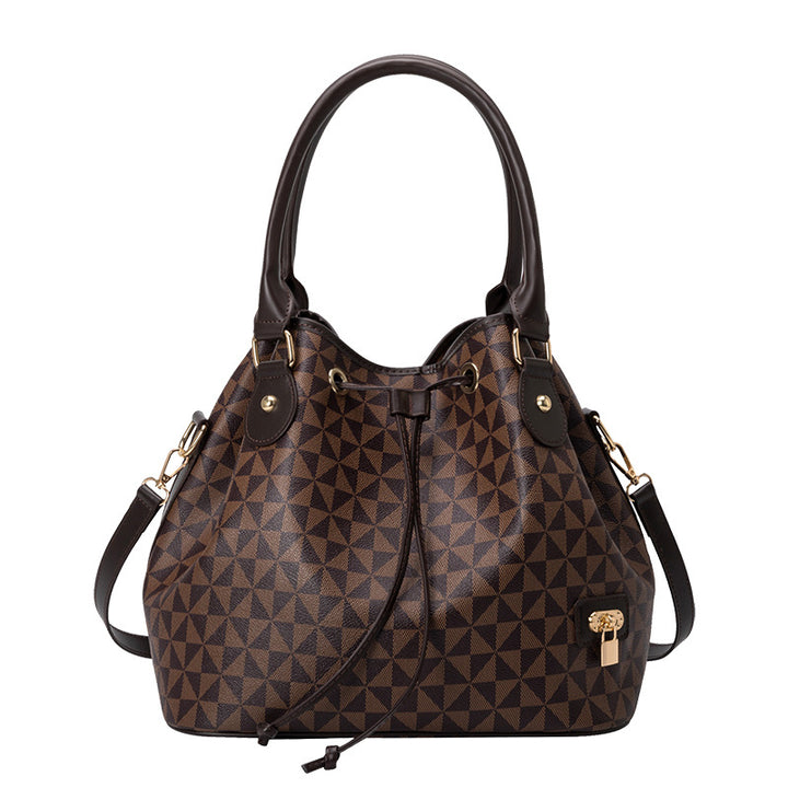 Elegant Geometric Patterned Bucket Bag
