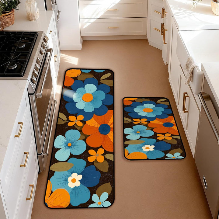 Colorful Floral Pattern Kitchen Mat Set